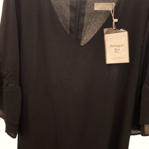 BELONGSCI Women's V-Neck Bell Sleeve Shift Dress,Black Size XL. NEW WITH TAGS